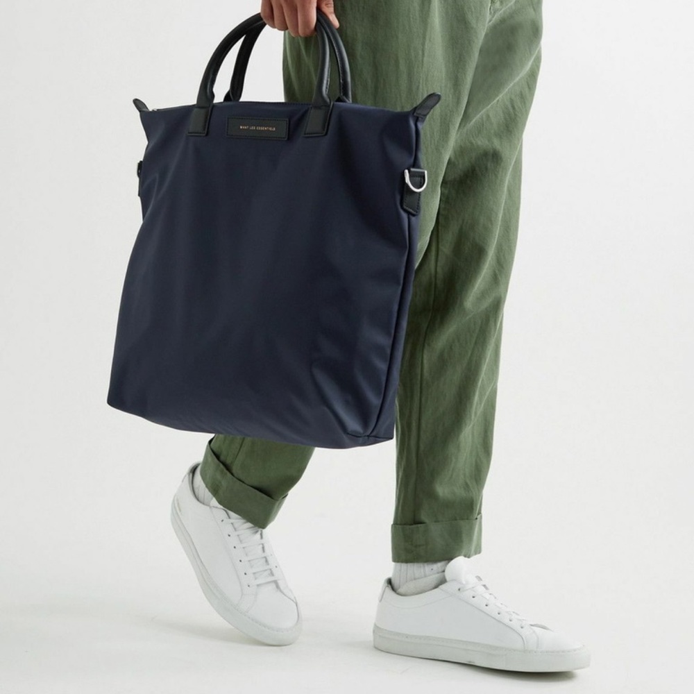 Want Les Essentiels | O’hare | Navy Tote Bag | Leather Trimmed